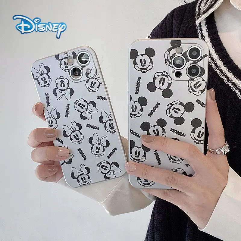 

Disney Mickey Matte Plating Phone Case for iPhone 13 13Pro 12 12Pro 11 Pro X XS Max XR 7 8 Plus SE Kawaii Cartoon Back Cover