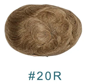 20# Full Poly Mens Toupee All Skin Hairpieces Blonde Thin Skin Human Hair Systems Hair Replacements All PU Wigs for Men 8x10 Inches - Парик Цвет: 20#