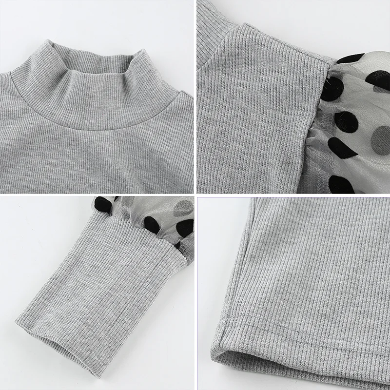 

Rockmore Mesh Dots Transparent Patchwork Knitted Crop Top Vintage T-Shirt Casual Harajuku Women Clothes Kpop Fashion Streetwear