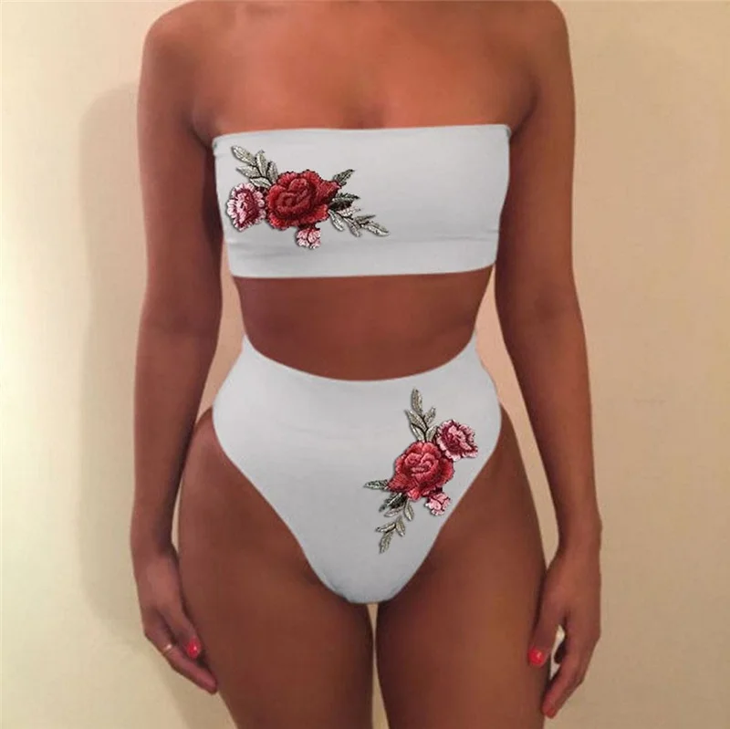 Летний женский купальник сексуальный цветочный принт бикини Женский вышитый