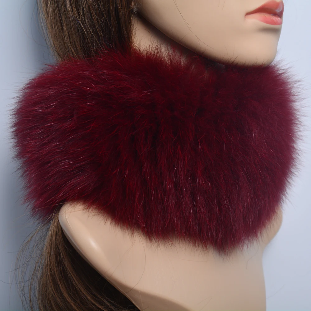 

Hot Sale Brand Women Real Fox Fur Scarf Girls Warm Soft Knitted Good Elastic Real Fox Fur Headband Natural Fox Fur Ring Scarves