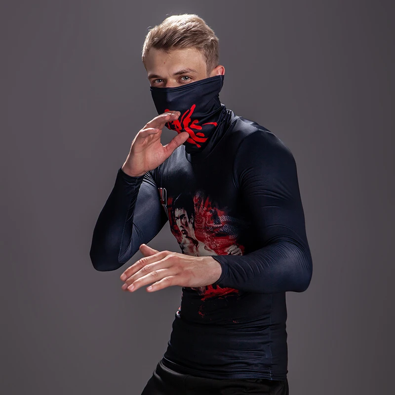 Компрессионные рубашки с высоким воротником для мужчин футболка длинным рукавом