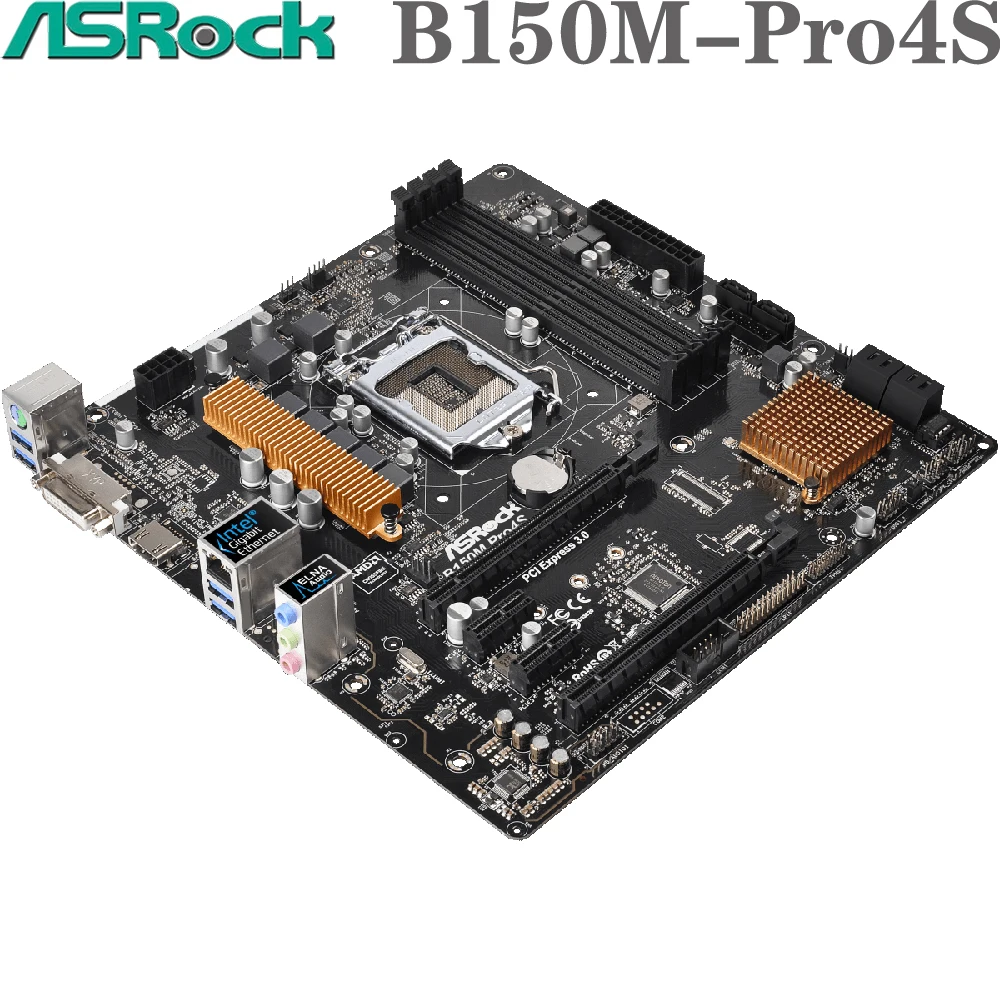 

ASRock B150M-Pro4S For LGA-1151 Intel 6/7Th HDMI DVI USB3.1 SATA3 DDR4 2133MHz 64GB LGA1151 B150 Micro-ATX PC Motherboard Used