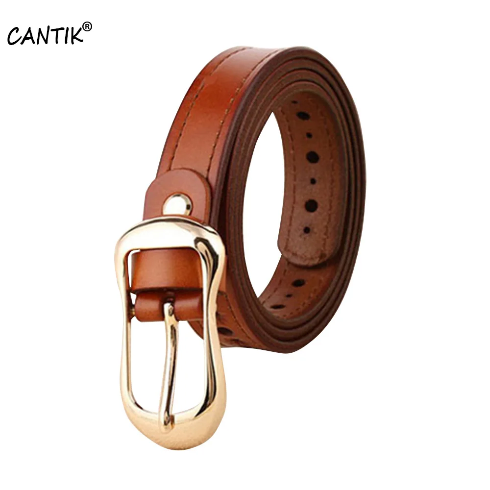 

CANTIK Ladies Fashion Design Slim Decorative Buckles Women's Quality Cowskin Leather Belts Clothing Accessories 2.3cm FCA080