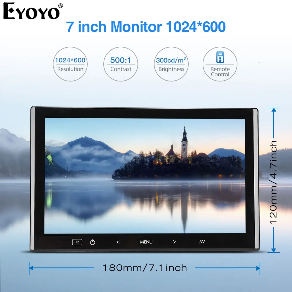 Eyoyo EM07K 7&quot LCD Monitor 1024X600 Mini Computer TV Display CCTV Security Surveillance Screen With HDMI VGA Video Audio |