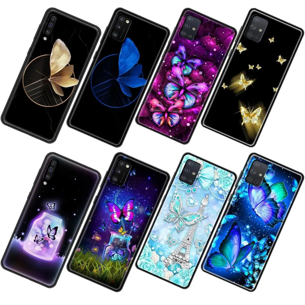 

Case for Samsung Galaxy A12 A50 A70 A21S A71 A51 A01 A11 A02S A21 A31 A41 Silicone TPU Shell Cover Glowing Butterfly