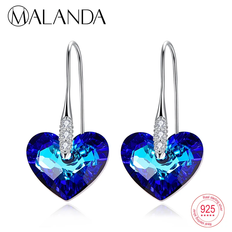 Кристаллы от Swarovski Love подвесное сердечко серьги для женщин Новая мода