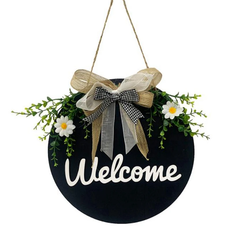 

LUDA Front Door Welcome Sign Front Porch Decoration Country Wreath Hanging Outdoor Welcome Home Sign Porch Wall Decoration