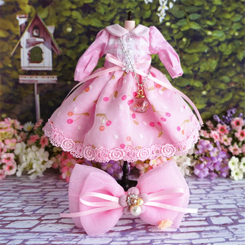 Одежда для куклы блайз 1/6 розовое кружевное платье с милым бантом кукол Pullip Licca Azone