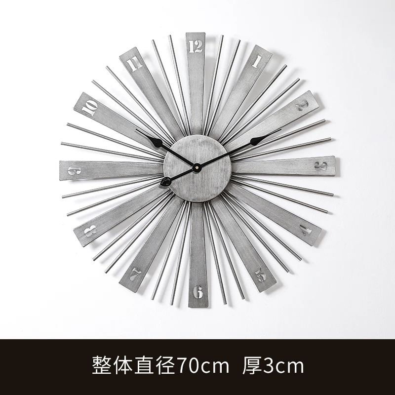 

Nordic Office Living Room Luxury Atmosphere Creative Clock Family Restaurant Retro Personality Iron Wall Clock Decoration