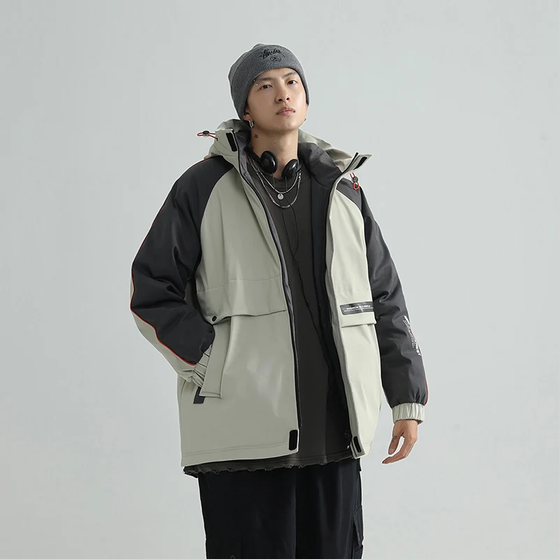 

Куртка-бомбер зимняя куртка мужская Японская в уличном стиле, пальто с капюшоном для мальчиков, теплые Harajuku куртка японский одежда куртка ...