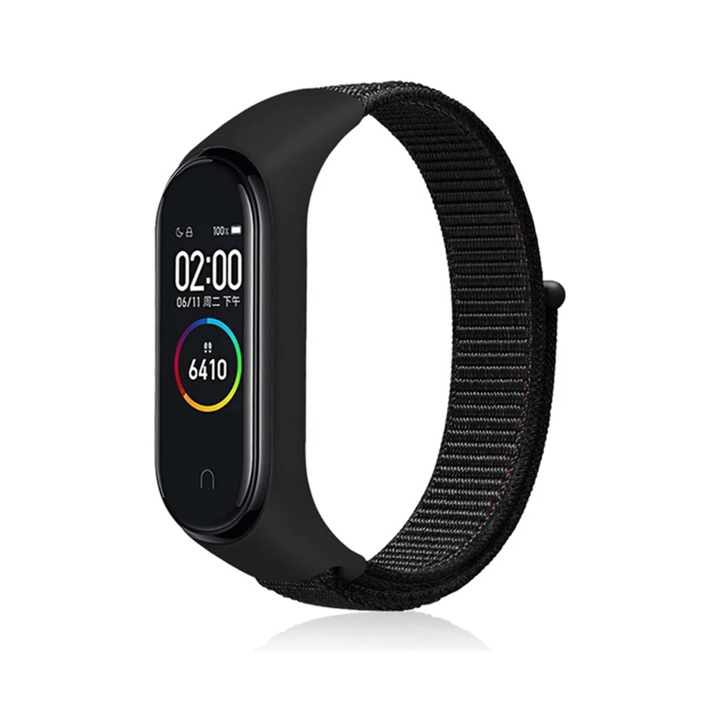2 black red Pulseira mi band 4 ремешок для xiaomi mi band 4 3 спортивный нейлоновый ремешок для часов дышащий браслет ремешок для часов Смарт часы аксессуары 4 - Цвет ремешка: 2 black red