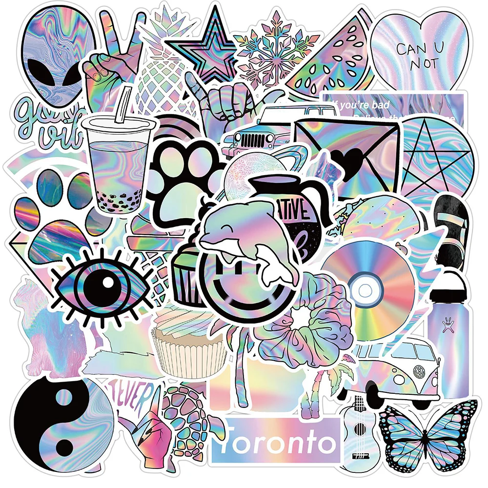 Голографическая наклейка 50 шт. Подарочные игрушки для детей красивые граффити