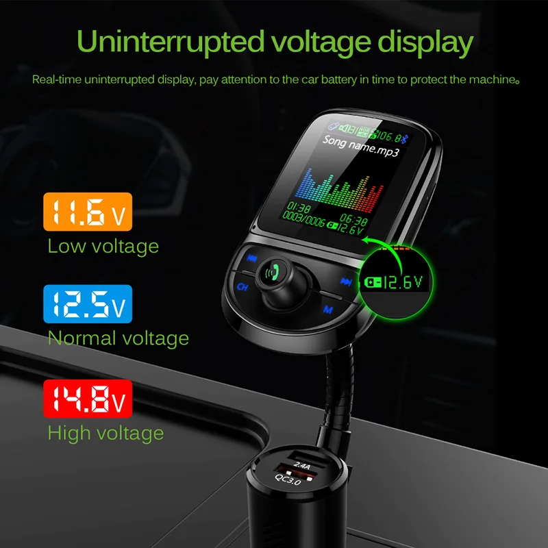 Автомобильный FM-трансмиттер Onever Pantalla a Color Bluetooth 5 0 беспроводной модулятор mp3-плеер