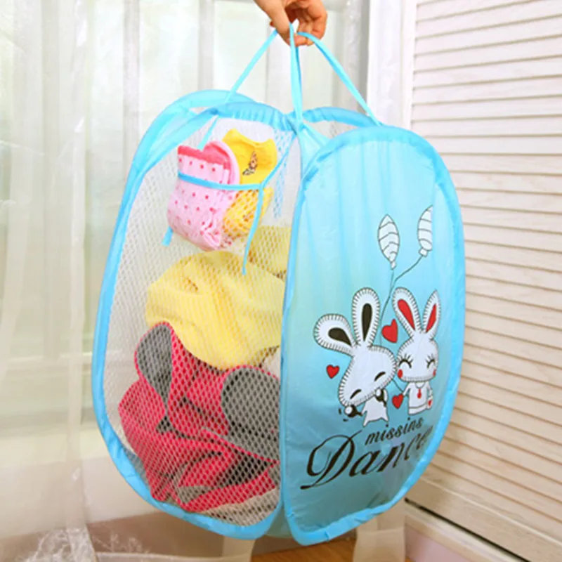 

Folding Laundry Basket Hamper Cartoon Pop Up Open Mesh Laundry Dirty Sorting Basket Kids Toys Sundries Home Storage Box Organize