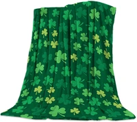 flannel fleece throw blanket for sofa couch bed st patricks day shamrock lucky iris soft cozy lightweight blanket