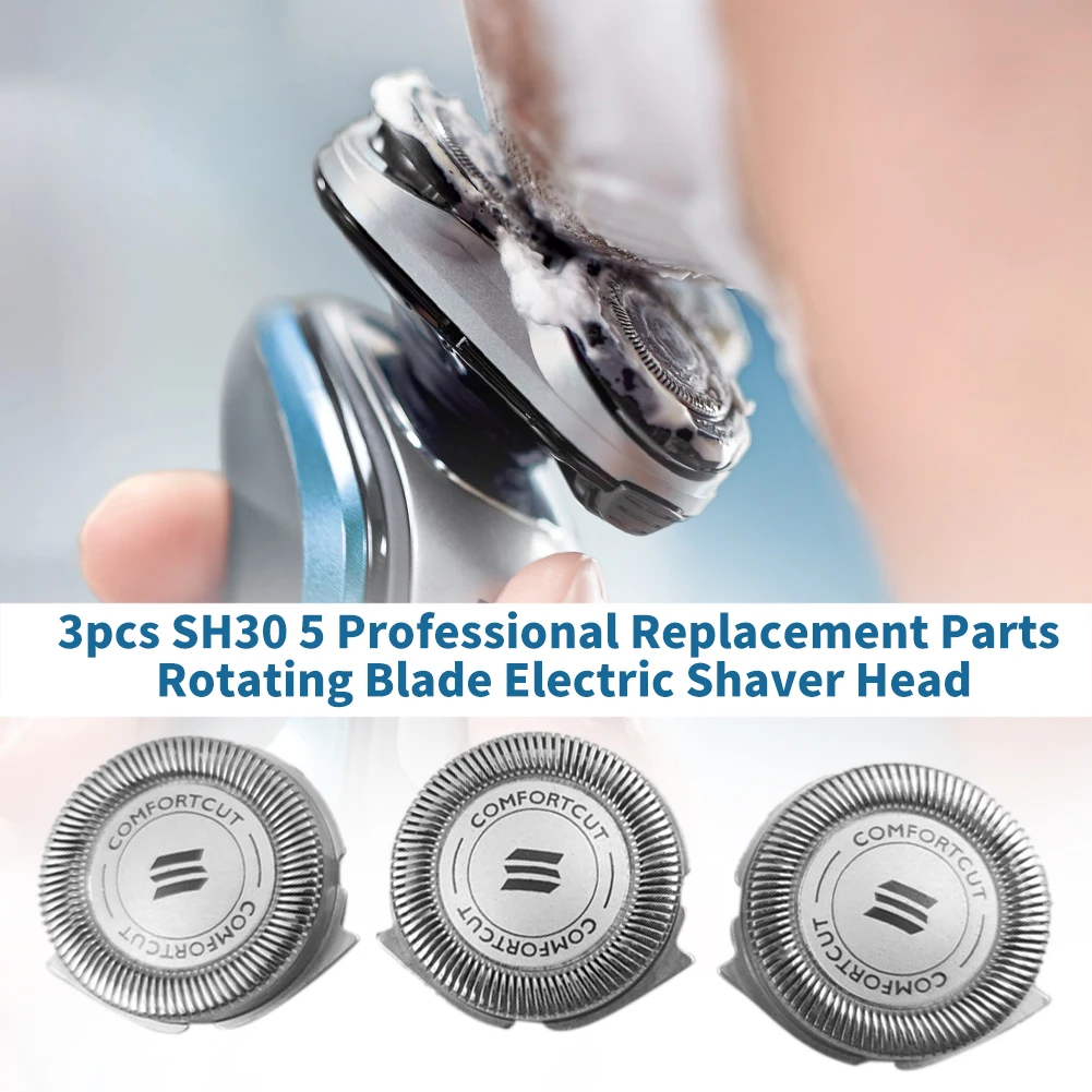 

3pcs SH30 5 Rotating Blade Razor Accessories Durable Professional Metal Replacement Parts Electric Shaver Head Water Resistant