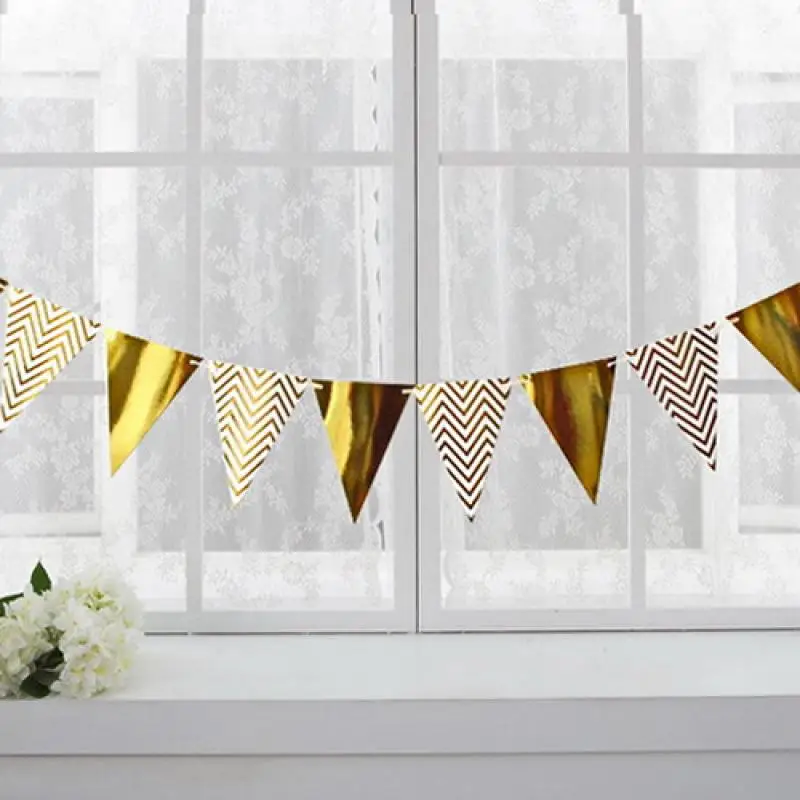 

Single-Sided Wave Pattern Bronzing Pennant 3M Long, Ins Style Decorative Flag, Theme Party Birthday Banquet Venue Decoration