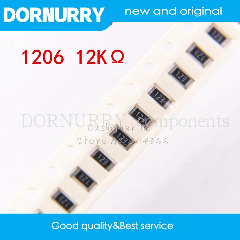 

100 шт. 1206 SMD резистор 5% 12K Ом 123 12 ком DORNURRY