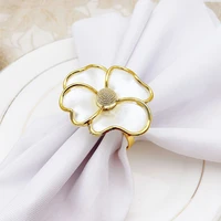 10pcslot white flower napkin ring metal napkin buckle wedding holiday party table creative decoration napkin ring