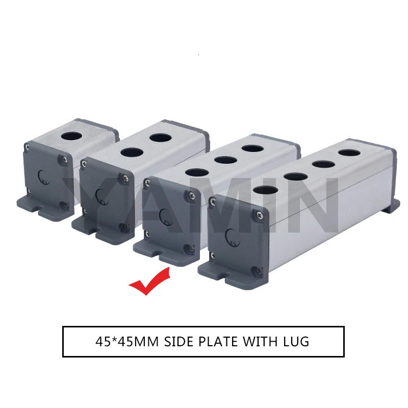 45MM ear 3 Hole 16/19/22mm Aluminium Alloy Protective Box For Metal Push Button Switch IP67 Waterproof Industrial 12/3/4 Holes Single Row - Цвет: 45MM ear 3 Hole