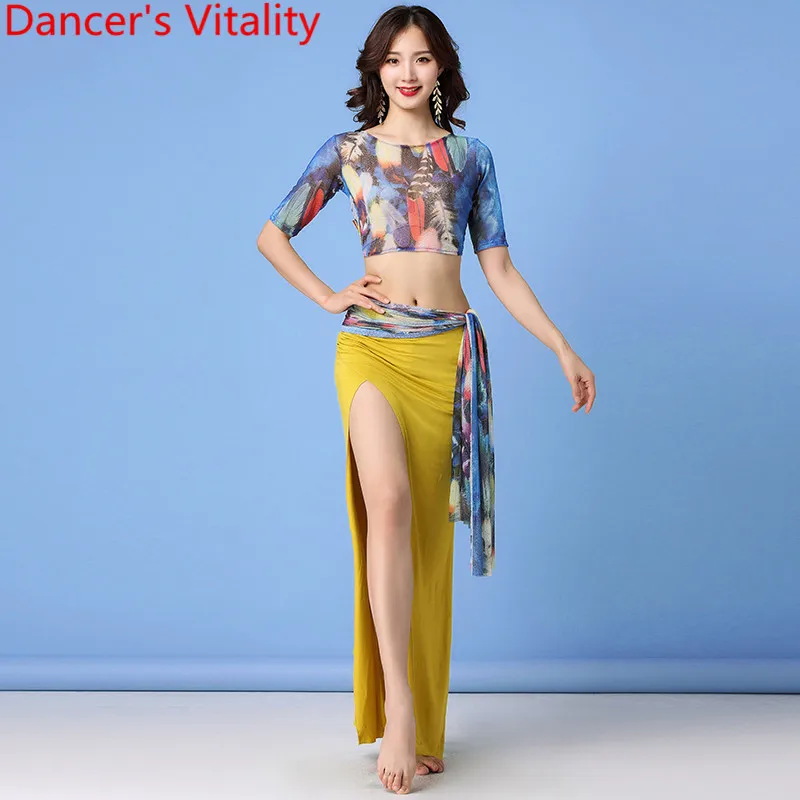 

Belly Dance Practice Clothes New Summer Bandage Top Modal Long Skirt Set Women Beginners Oriental Indian Dancers Training Suit