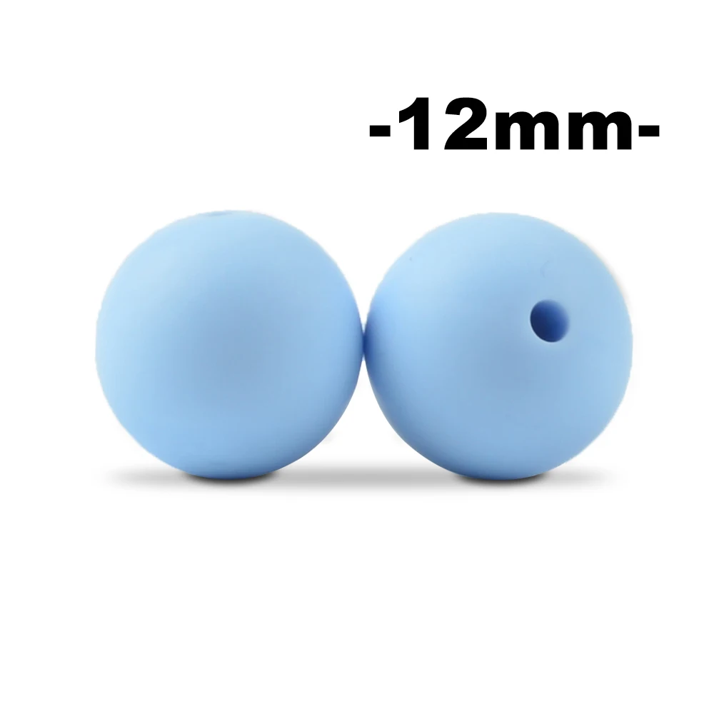 pastel blue LOFCA, 12 мм, 100 шт., силиконовые бусины для прорезывания зубов, Прорезыватель для зубов, ожерелье для кормления ребенка, соска, зажим для ухода за полостью рта, не содержит бисфенола, пищевой, цветной - Цвет: pastel blue