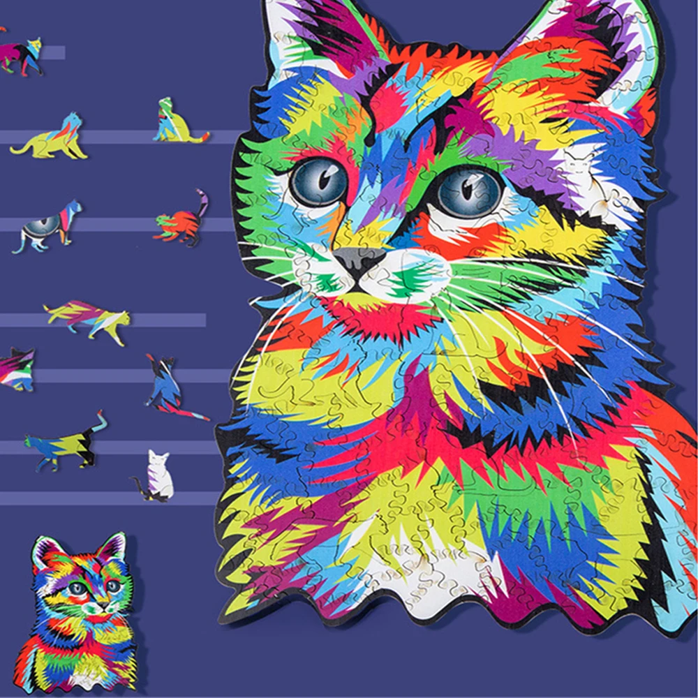 

Wooden Jigsaw Puzzle Cat Puzzle Board Set Toy Interesting Wooden Puzzles For Adults Kids Christmas Gifts Educational Games Toys