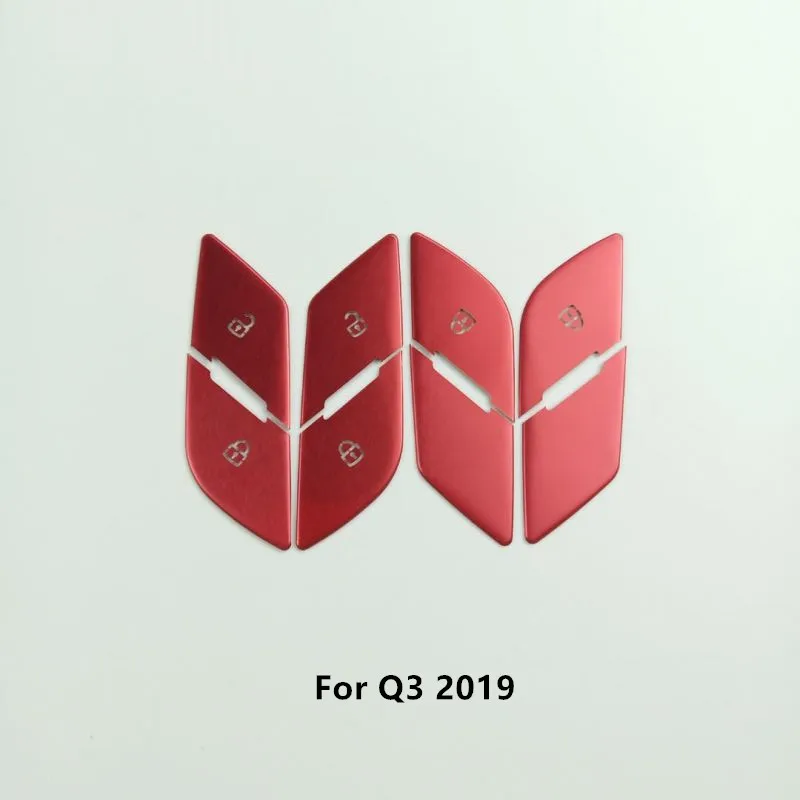 Red Для Audi Q3 Автомобильный Дверной замок Swtich кнопки декоративный чехол с блестками отделка 8 шт. алюминиевый сплав авто аксессуары для интерьера - Название цвета: Red