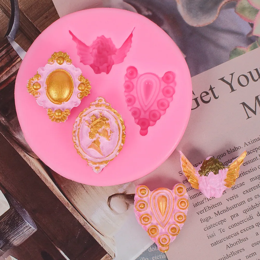 

European Style Pastry Moulds Sugarcraft Gem Relief Four Holes Silicone Mold Chocolate Kitchen Accessories Cake Decorating Tools