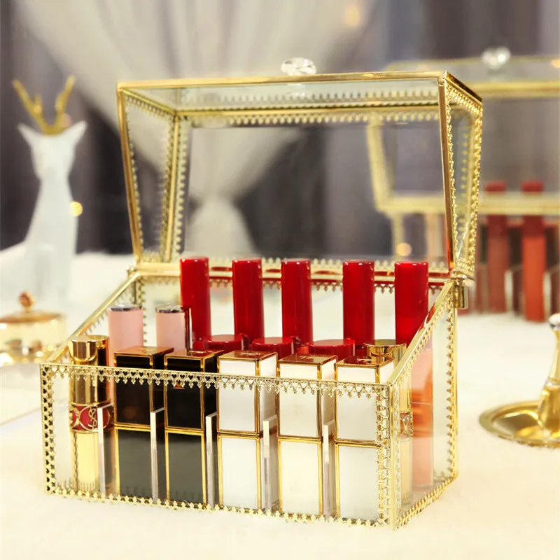 15/18 акриловый прозрачный золотой край роскошный органайзер для макияжа Губная