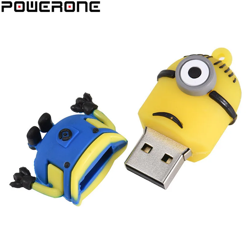 POWERONE Забавный мини usb флеш накопитель милые желтые люди 4 ГБ 8 16 32 64 128 память флэш