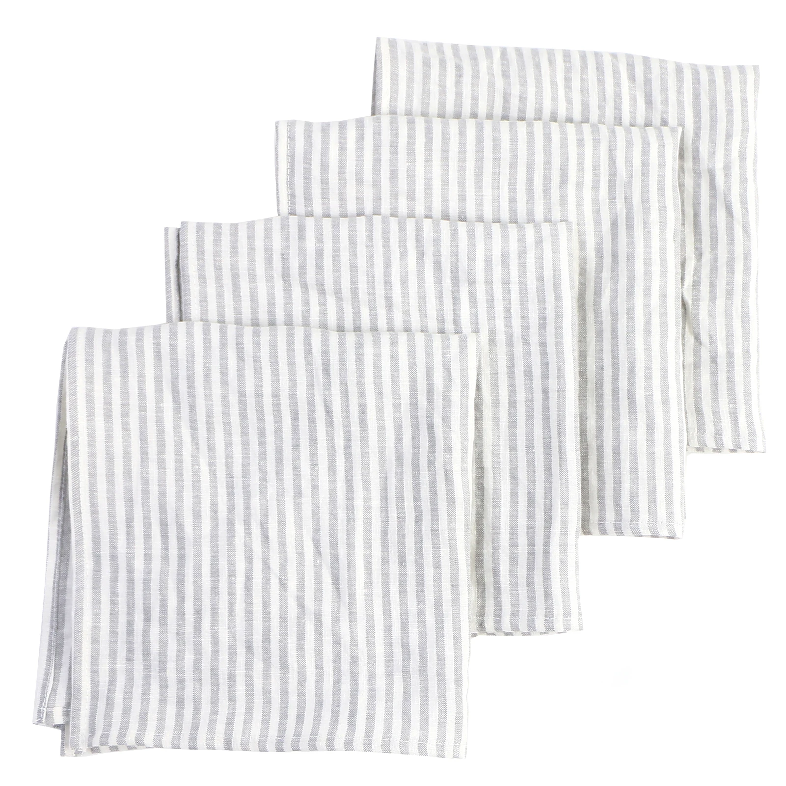 Servilletas de cena de 40x40cm, Juego de 4 unidades de tela suave de lino puro prelavado franc&eacute;s, uso diario para mesa de cocina casera y boda-0