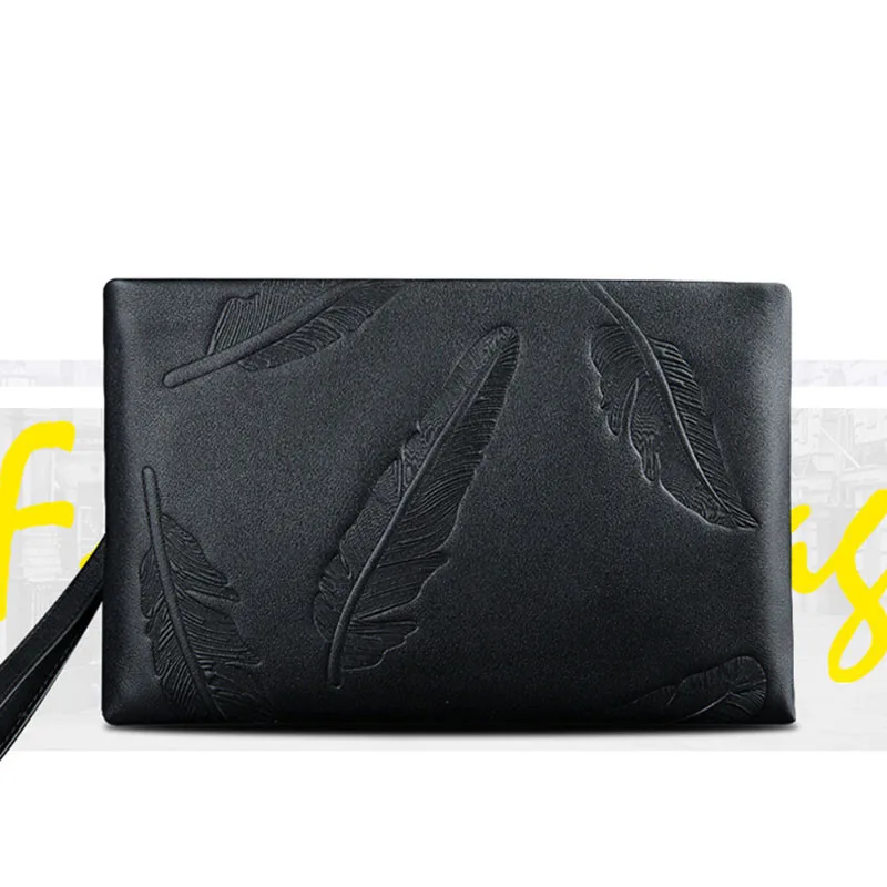 Клатч мужской из натуральной кожи деловой кошелек с ремешком на руку держатель