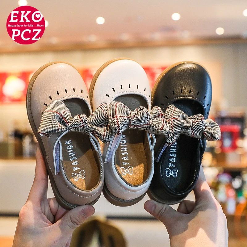 

EKOPCZ Girls Shoes Leather Kids Shoes Butterfiy Knot Princess Shoes Mary Janes Toddler Baby Girl Shoes School Children Mocasines