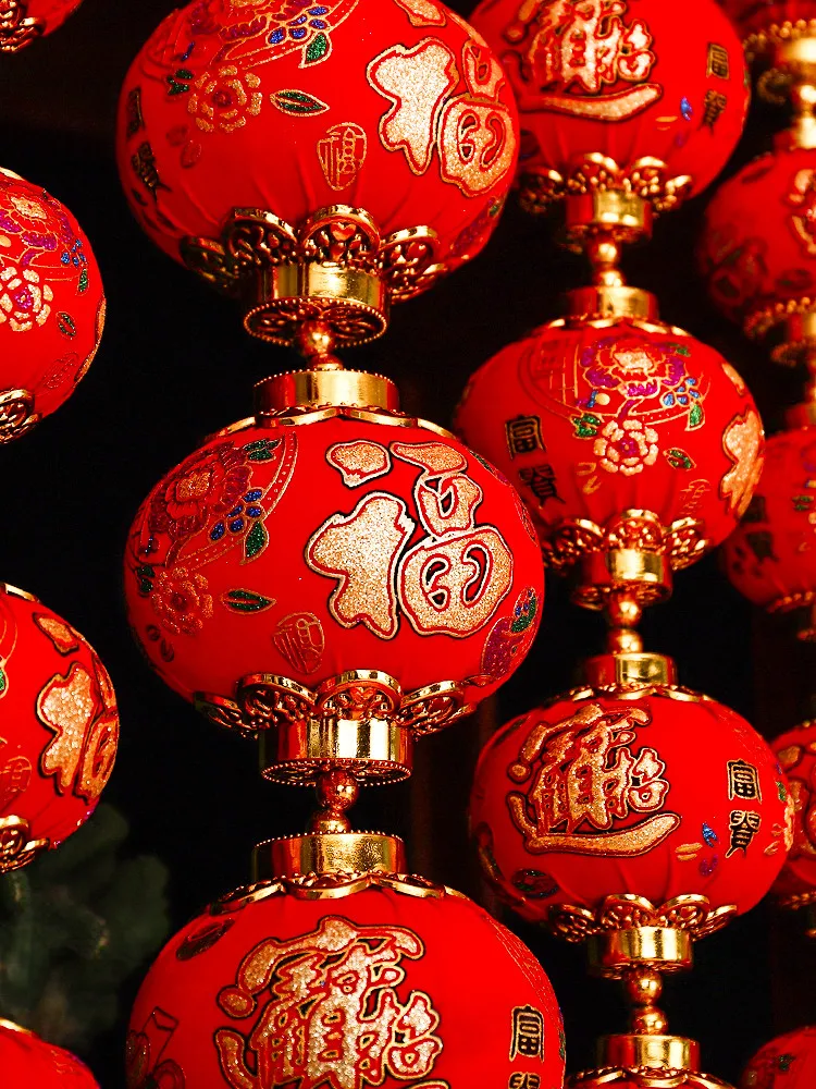 Маленькие красные фонари Гирлянда Фонарей подвесные украшения крытый балкон