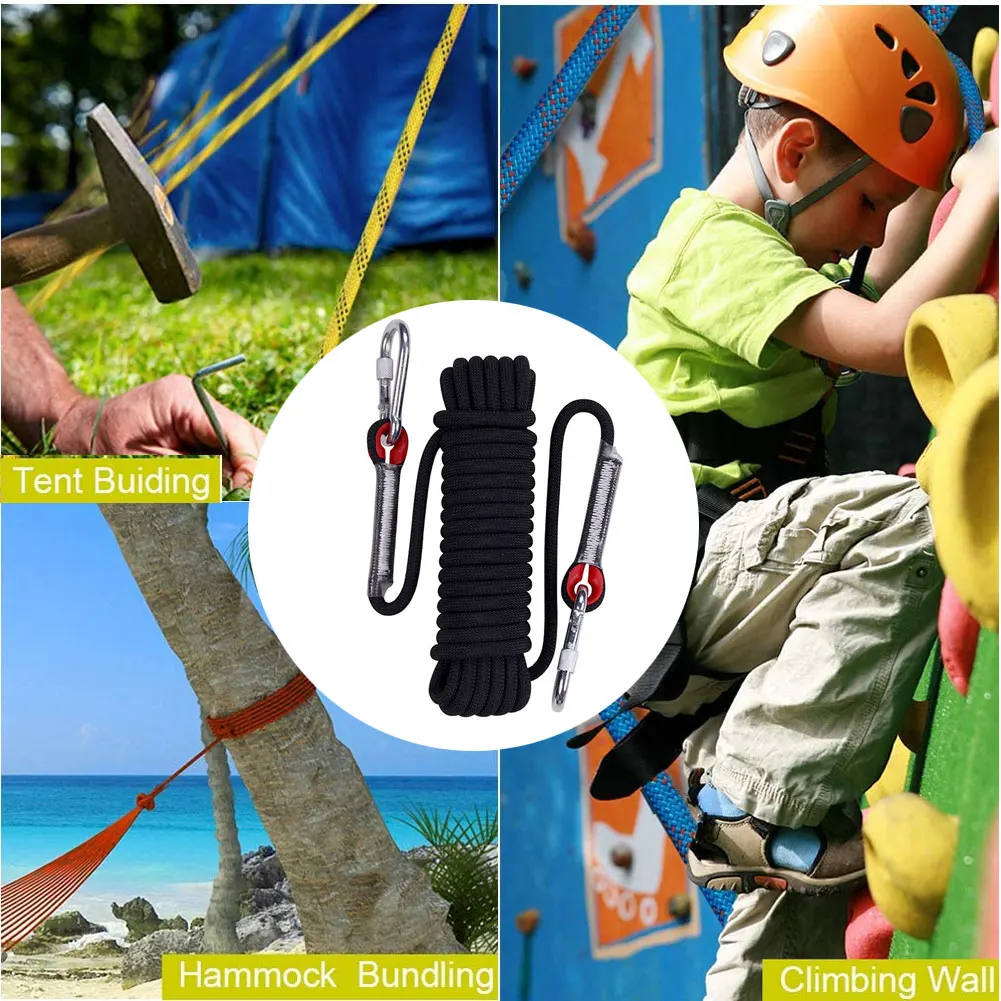 

Climbing Rope Static Rock Parachute Rope Safety Escape Climbing Equipment Polyester 10mm Diameter for Outdoor Rescue Hiking