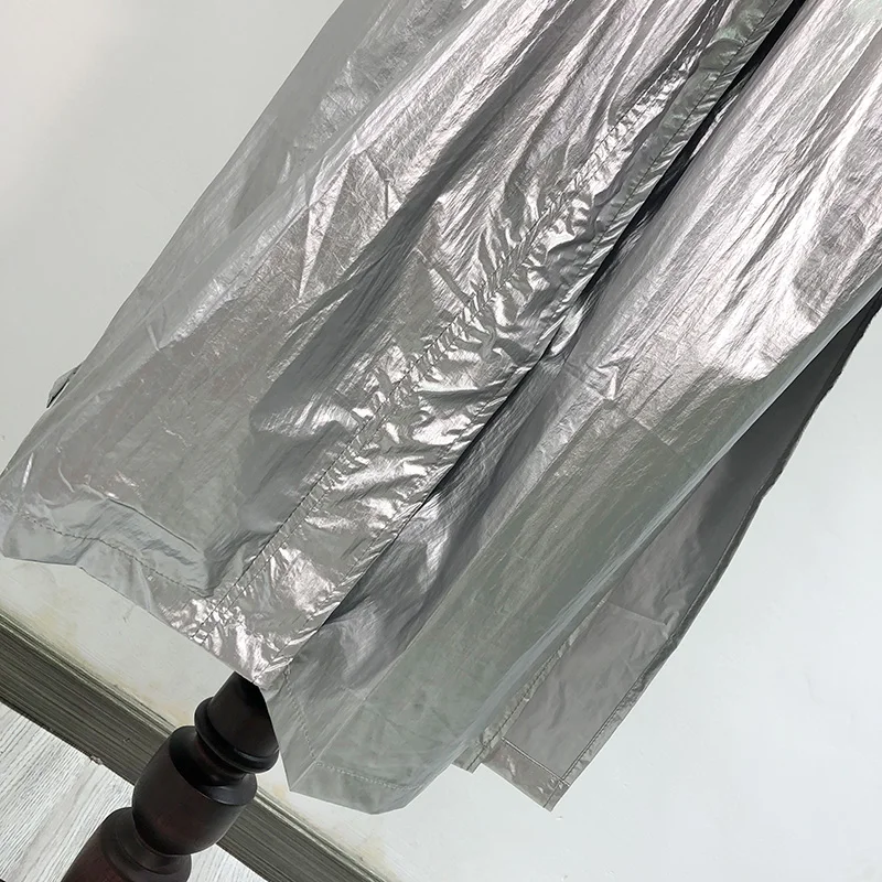 Новинка осени 2019 красивая ветровка с металлической текстурой женское большое