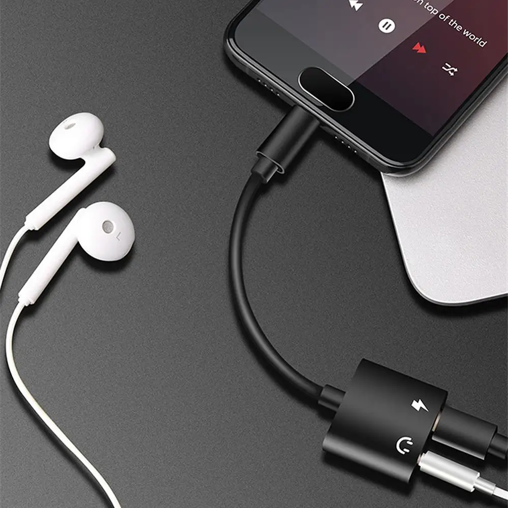 2 в 1 Type-c Lightning на 3 5 мм разъем AUX аудио наушники USB адаптер зарядное устройство