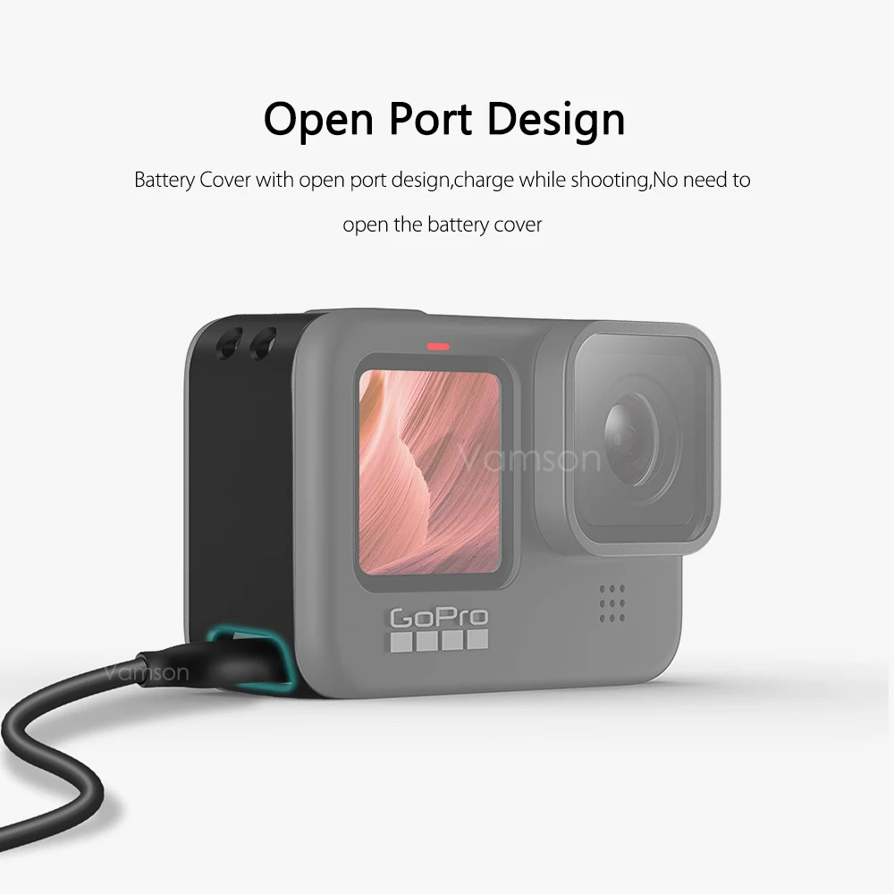 Защитный чехол для Gopro Hero 9 черный аккумулятора типа C адаптер зарядного порта