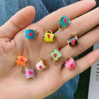 20pcsnew colorful enamel coffee cup heart charms earring necklace bracelet bead pendants diy jewelry accessories