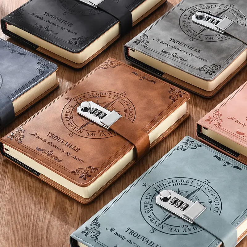 

A5 Retro Codebook Lockable Student Diary Thickened Hand Ledger Ins Notebook Notepad Tide