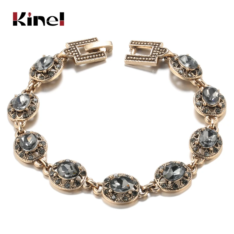 Браслет Kinel в стиле бохо Женский амулет с серыми звеньями из кристаллов под