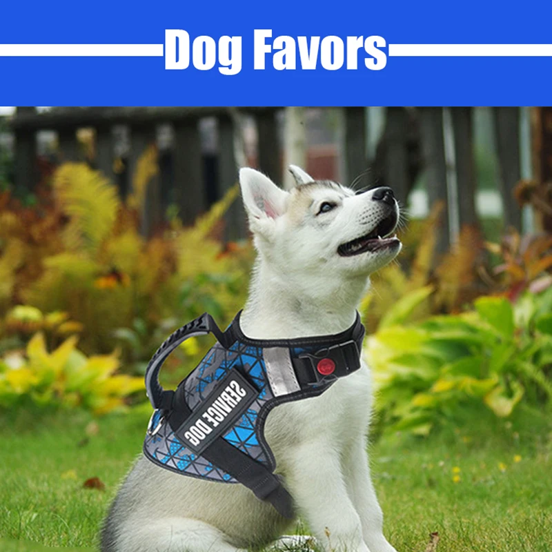 

Pet Harness Vest Nylon Reflective Large Service Dogs Collar With Plastic Handle Training Explosion-Proof Rushed Dog Chest Vest
