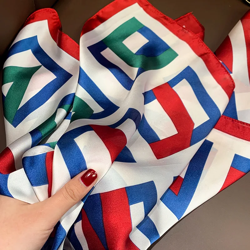 

KOI LEAPING new women fashion popular soft small silk scarf Graffiti pattern summer sunscreen soft Silky small scarf hot gift