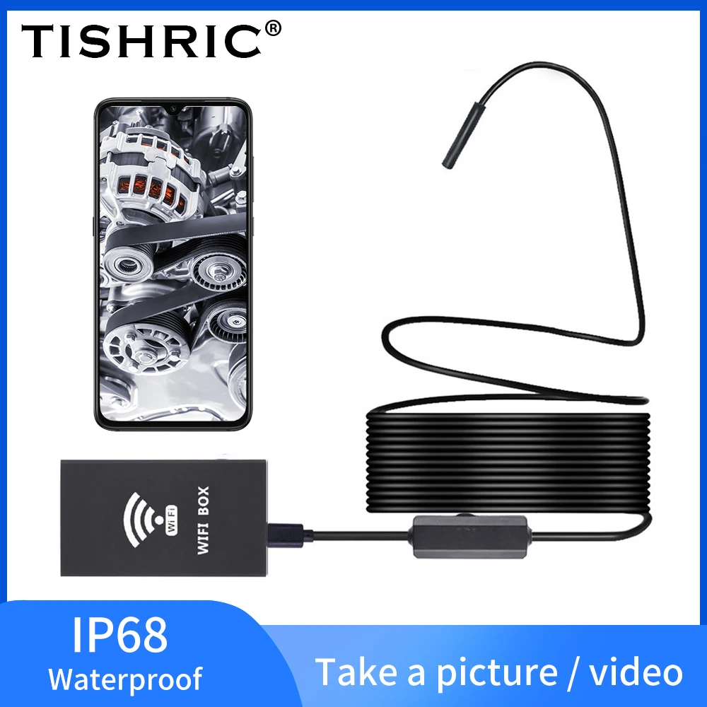 Камера Эндоскоп TISHRIC HD 1200P 8 мм IP68 с мягким кабелем|Камеры видеонаблюдения| |