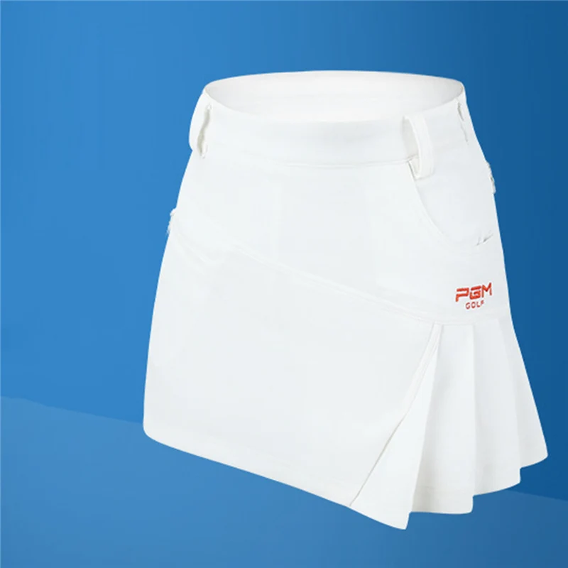 White PGM Брендовые женские шорты для гольфа, одноцветная юбка, платье, шорты, брюки, одежда для гольфа, быстросохнущие юбки, спортивная одежда, 3 цвета, 5 размеров - Цвет: White