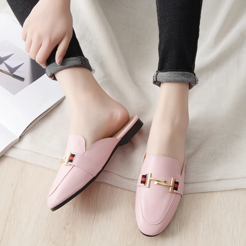 

The spring of 2021 designer shoes woman slides outdoor platform slippers square ladies mules zapatos de mujer women fashion