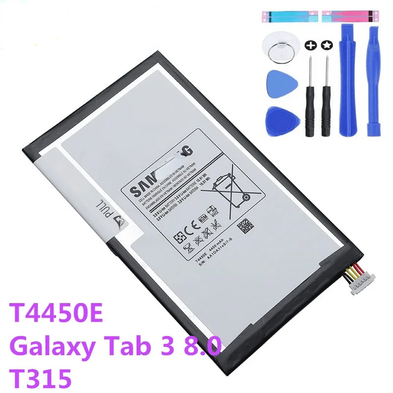 

Оригинальный аккумулятор для планшета Samsung Galaxy Tab 3 8,0, T4450E, T310, T311, T315, Оригинальные запасные батареи 4450 мАч Akku + Инструменты