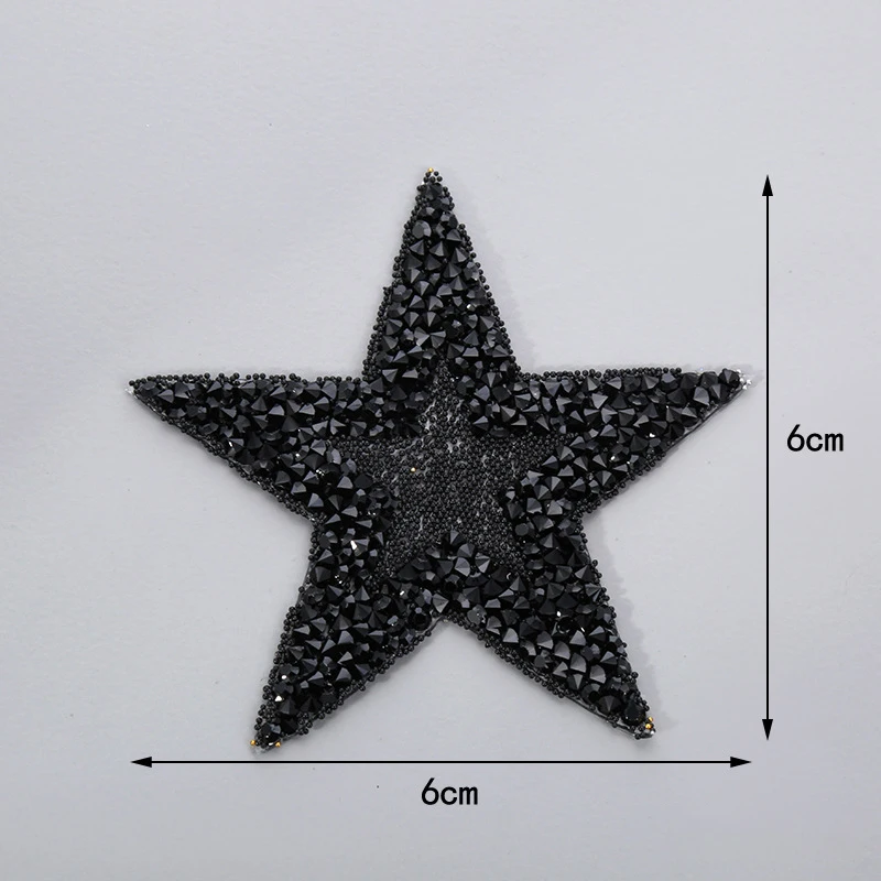 6cm Hot Diamond Star Patch Hat Ironing Applique Hand-sewn Decoration DIY Shoes Bags Clothes Five-pointed 5 Pieces - купить по